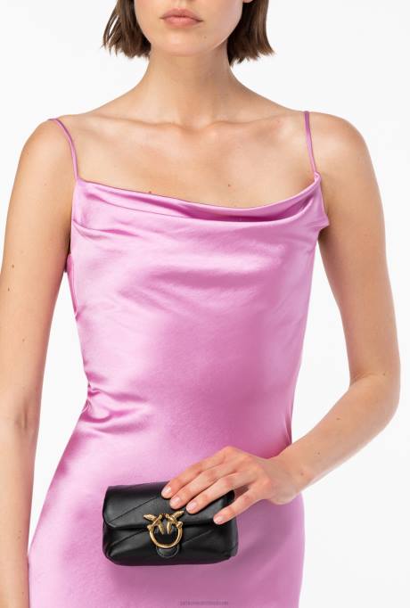 microlove-zakjes | L4881229 micro love bag bladerdeeg Pinko zwart-antiek goud