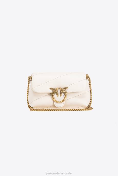 microlove-zakjes | L4881230 micro love bag bladerdeeg Pinko wit-antiek goud