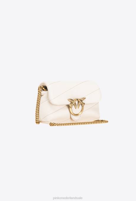 microlove-zakjes | L4881230 micro love bag bladerdeeg Pinko wit-antiek goud