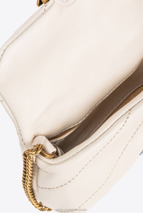 microlove-zakjes | L4881230 micro love bag bladerdeeg Pinko wit-antiek goud