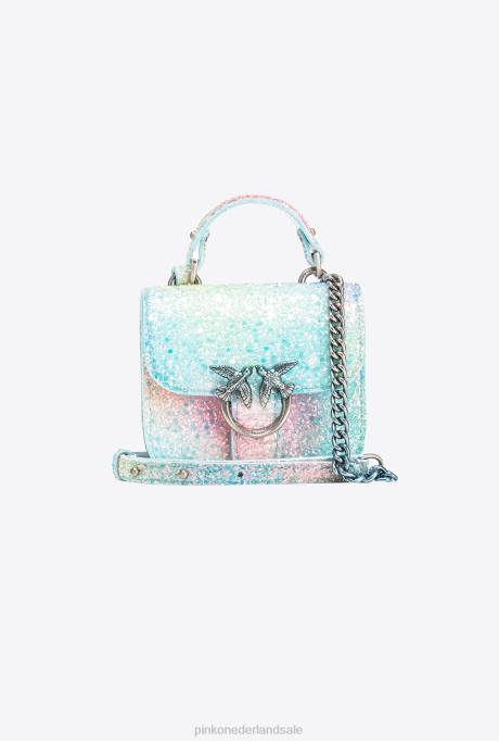 microlove-zakjes | L4881231 galleria glitter micro love bag bel Pinko veelkleurig groen-oud zilver
