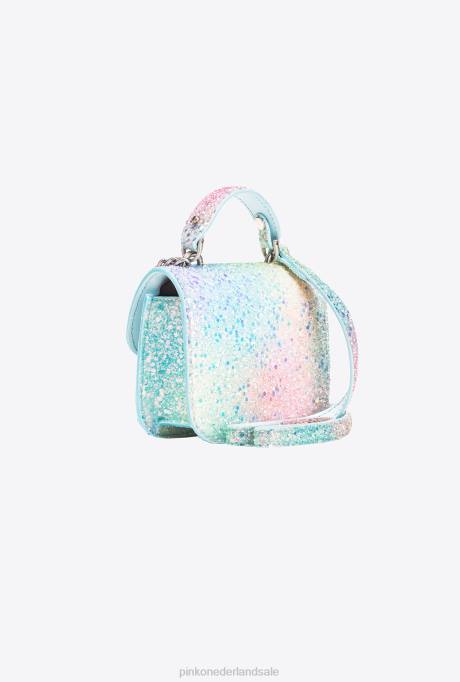 microlove-zakjes | L4881231 galleria glitter micro love bag bel Pinko veelkleurig groen-oud zilver