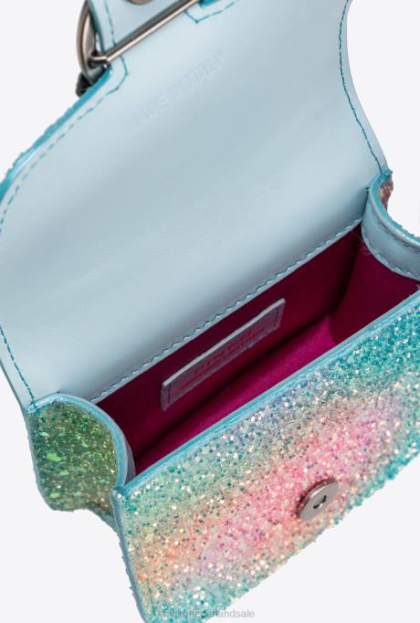 microlove-zakjes | L4881231 galleria glitter micro love bag bel Pinko veelkleurig groen-oud zilver