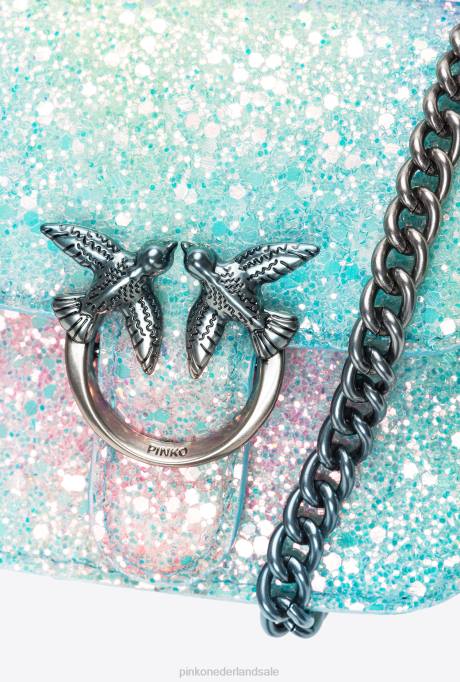 microlove-zakjes | L4881231 galleria glitter micro love bag bel Pinko veelkleurig groen-oud zilver