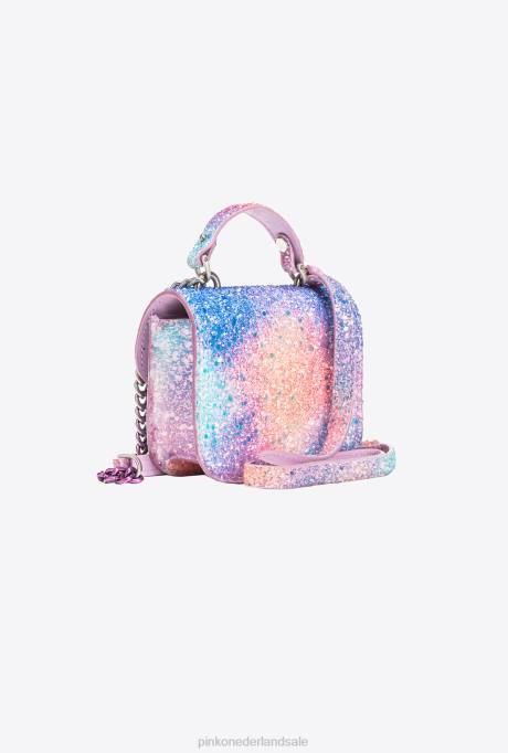 microlove-zakjes | L4881232 galleria glitter micro love bag bel Pinko veelkleurig roze-oud zilver