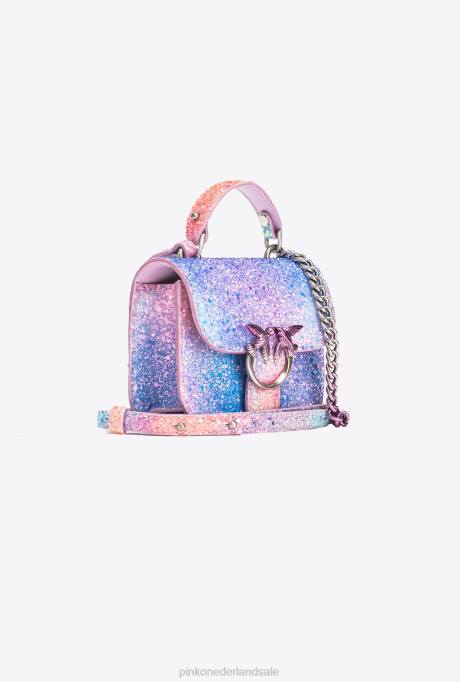 microlove-zakjes | L4881232 galleria glitter micro love bag bel Pinko veelkleurig roze-oud zilver