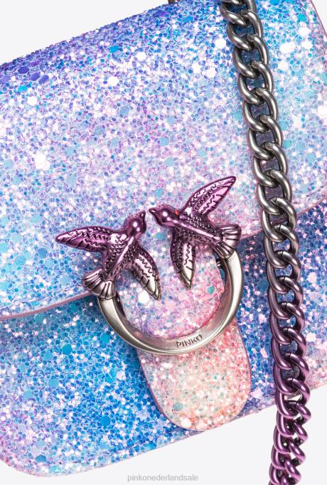 microlove-zakjes | L4881232 galleria glitter micro love bag bel Pinko veelkleurig roze-oud zilver