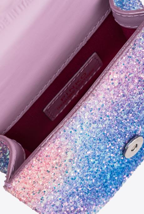 microlove-zakjes | L4881232 galleria glitter micro love bag bel Pinko veelkleurig roze-oud zilver
