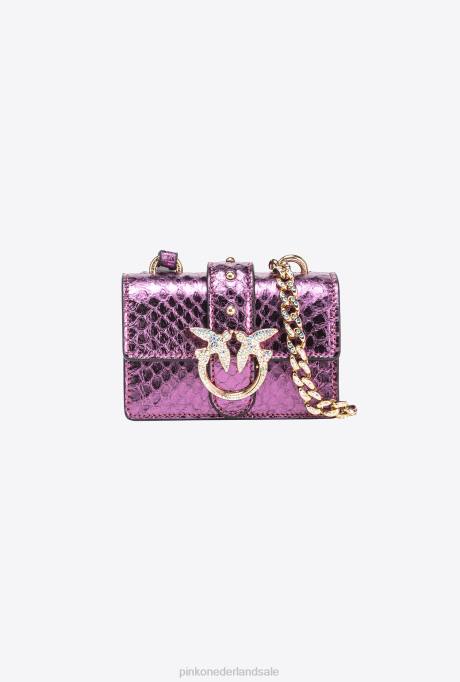 microlove-zakjes | L4881234 galleria gelamineerde reptielen micro love bag one Pinko paars-glanzend goud