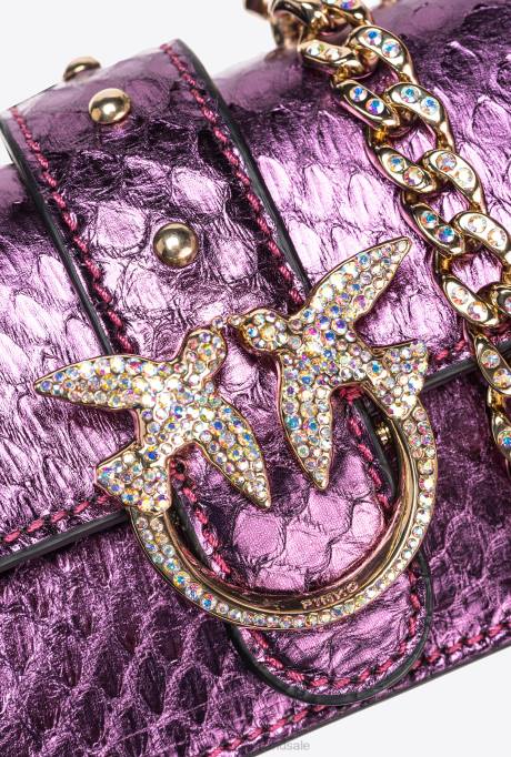 microlove-zakjes | L4881234 galleria gelamineerde reptielen micro love bag one Pinko paars-glanzend goud