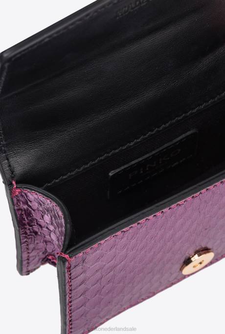 microlove-zakjes | L4881234 galleria gelamineerde reptielen micro love bag one Pinko paars-glanzend goud