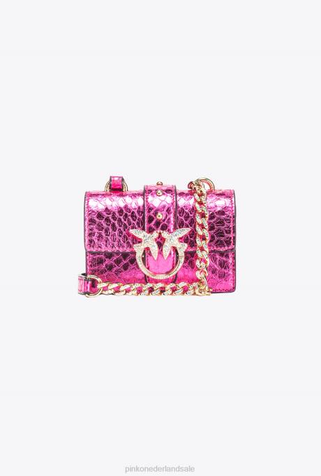 microlove-zakjes | L4881235 galleria gelamineerde reptielen micro love bag one Pinko fuchsia-glanzend goud