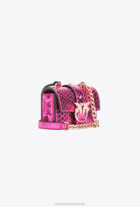 microlove-zakjes | L4881235 galleria gelamineerde reptielen micro love bag one Pinko fuchsia-glanzend goud