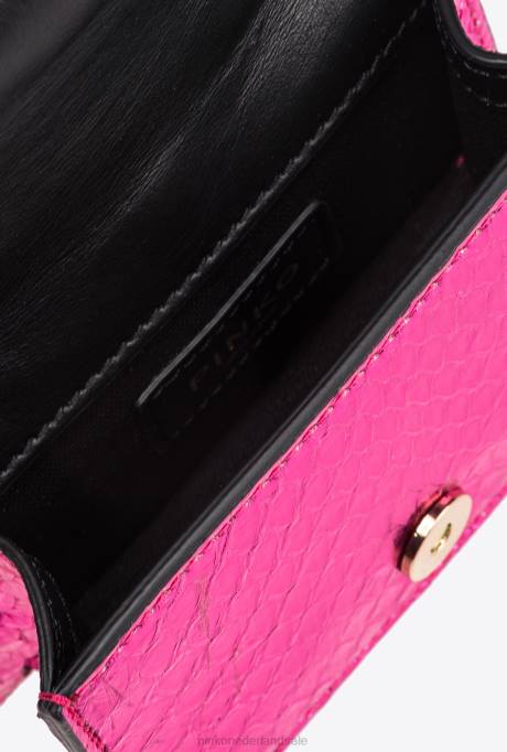 microlove-zakjes | L4881235 galleria gelamineerde reptielen micro love bag one Pinko fuchsia-glanzend goud