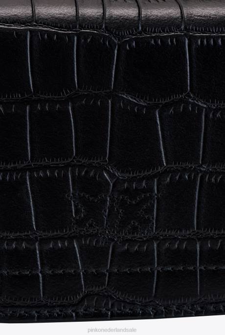 microlove-zakjes | L4881236 micro lovebag bel croco Pinko zwart-antiek goud