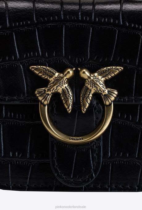 microlove-zakjes | L4881236 micro lovebag bel croco Pinko zwart-antiek goud