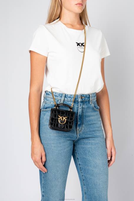microlove-zakjes | L4881236 micro lovebag bel croco Pinko zwart-antiek goud