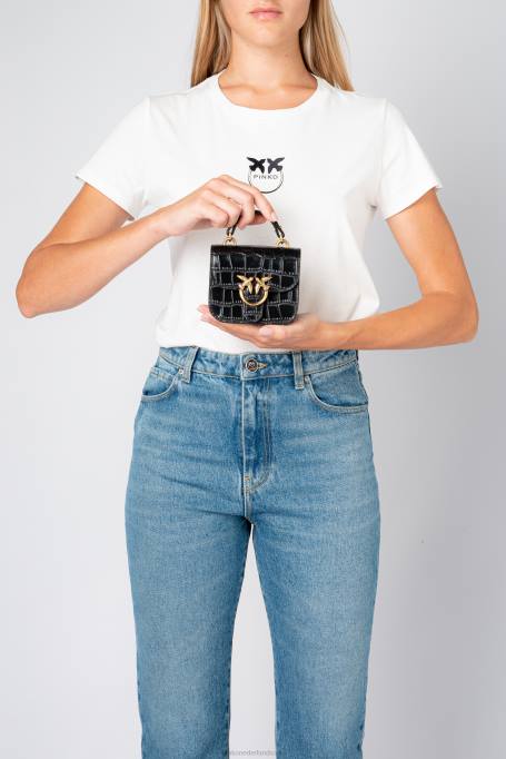 microlove-zakjes | L4881236 micro lovebag bel croco Pinko zwart-antiek goud