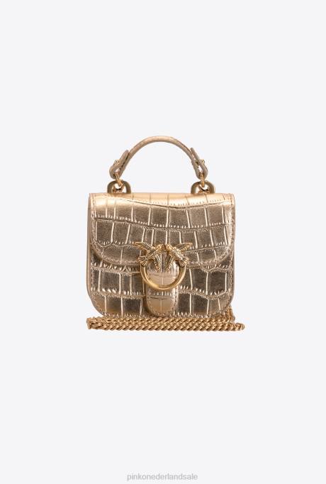 microlove-zakjes | L4881237 micro lovebag bel croco Pinko antiek goud