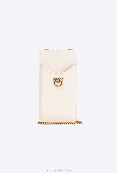 microlove-zakjes | L4881240 lederen smartphonehouder Pinko wit-antiek goud