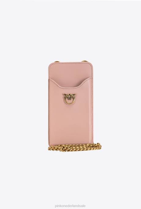 microlove-zakjes | L4881243 lederen smartphonehouder Pinko stoffig roze-antiek goud