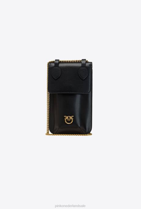 microlove-zakjes | L4881246 lederen smartphonehouder Pinko zwart-antiek goud