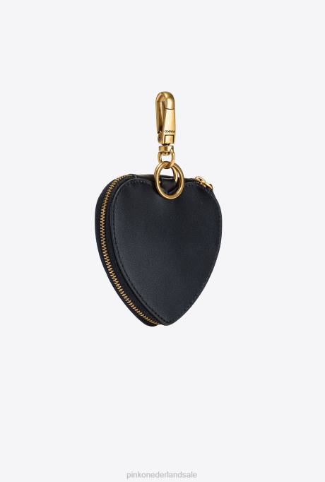 microlove-zakjes | L4881247 hartvormige bedel met spiegel Pinko zwart-antiek goud