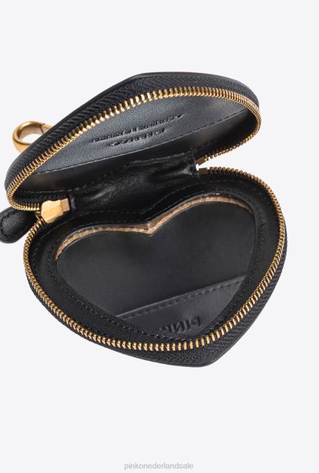 microlove-zakjes | L4881247 hartvormige bedel met spiegel Pinko zwart-antiek goud