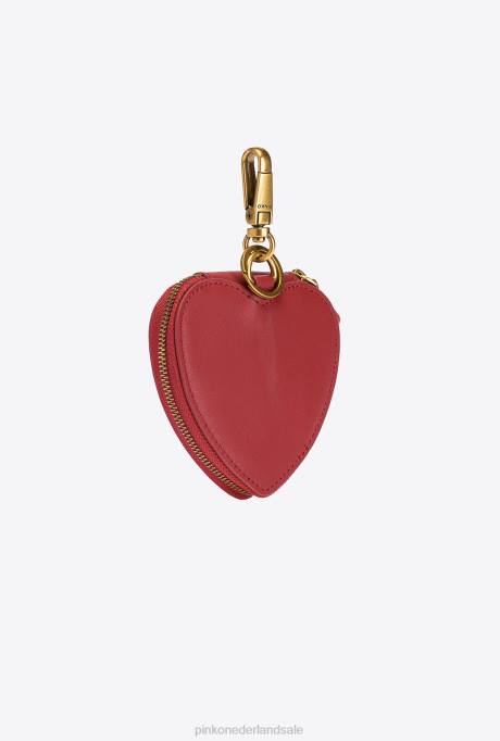 microlove-zakjes | L4881249 hartvormige bedel met spiegel Pinko robijnrood-antiek goud