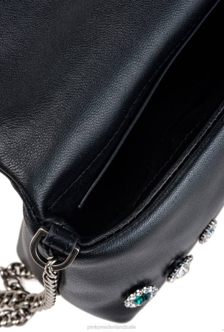 microlove-zakjes | L4881255 micro love bag puff fancy pins Pinko zwart-oud zilver