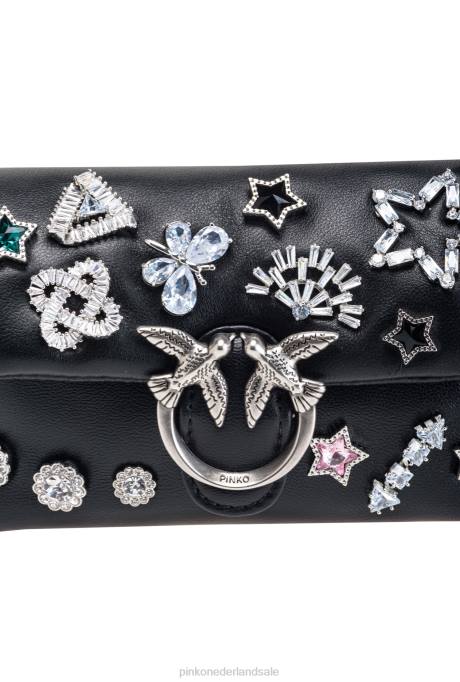 microlove-zakjes | L4881255 micro love bag puff fancy pins Pinko zwart-oud zilver