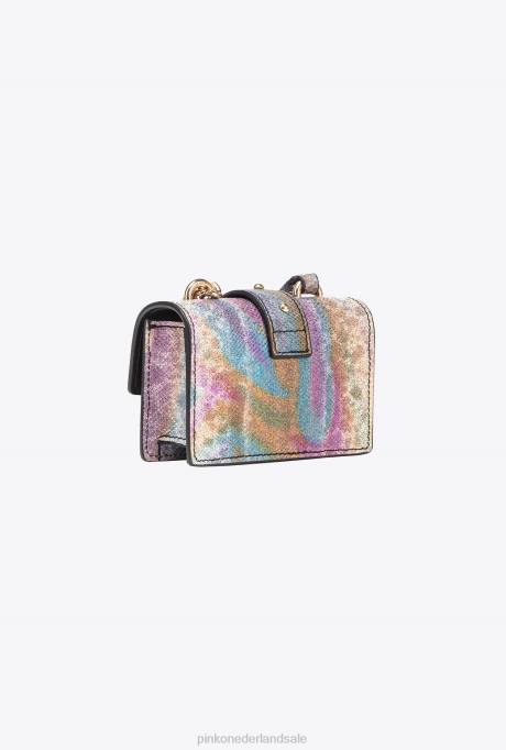 microlove-zakjes | L4881256 galleria veelkleurige reptielen micro love bag one Pinko veelkleurig glanzend goud