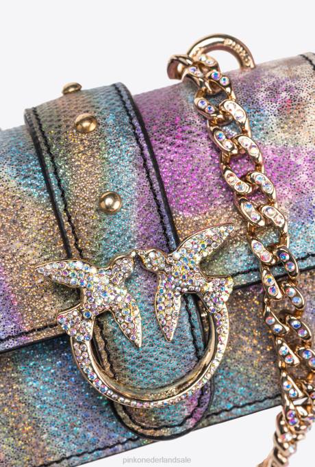 microlove-zakjes | L4881256 galleria veelkleurige reptielen micro love bag one Pinko veelkleurig glanzend goud